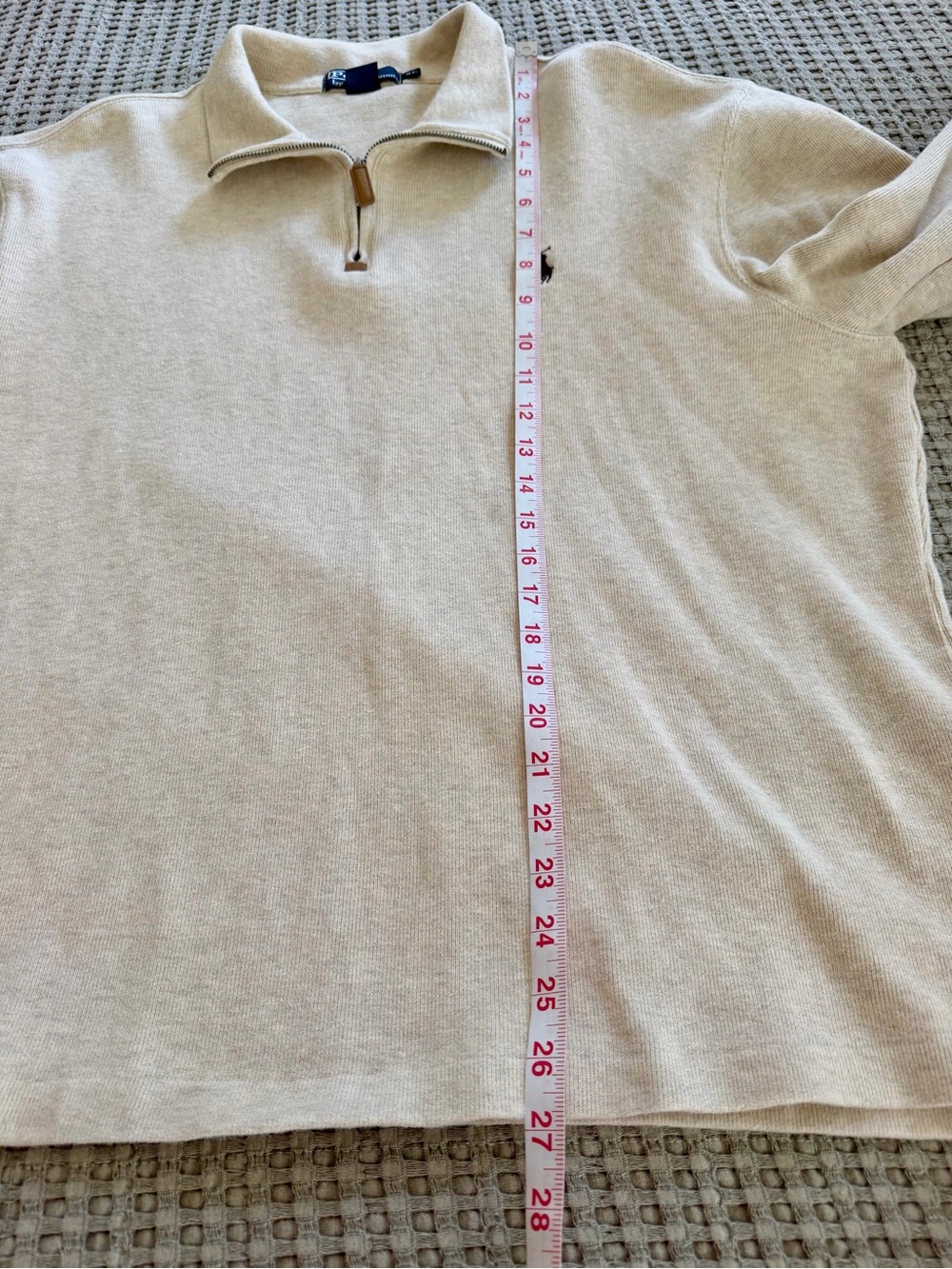 Polo Ralph Lauren 1/4 Zip Mens Oatmeal Beige Cotton Pullover Sweater Size XL - Picture 11 of 11